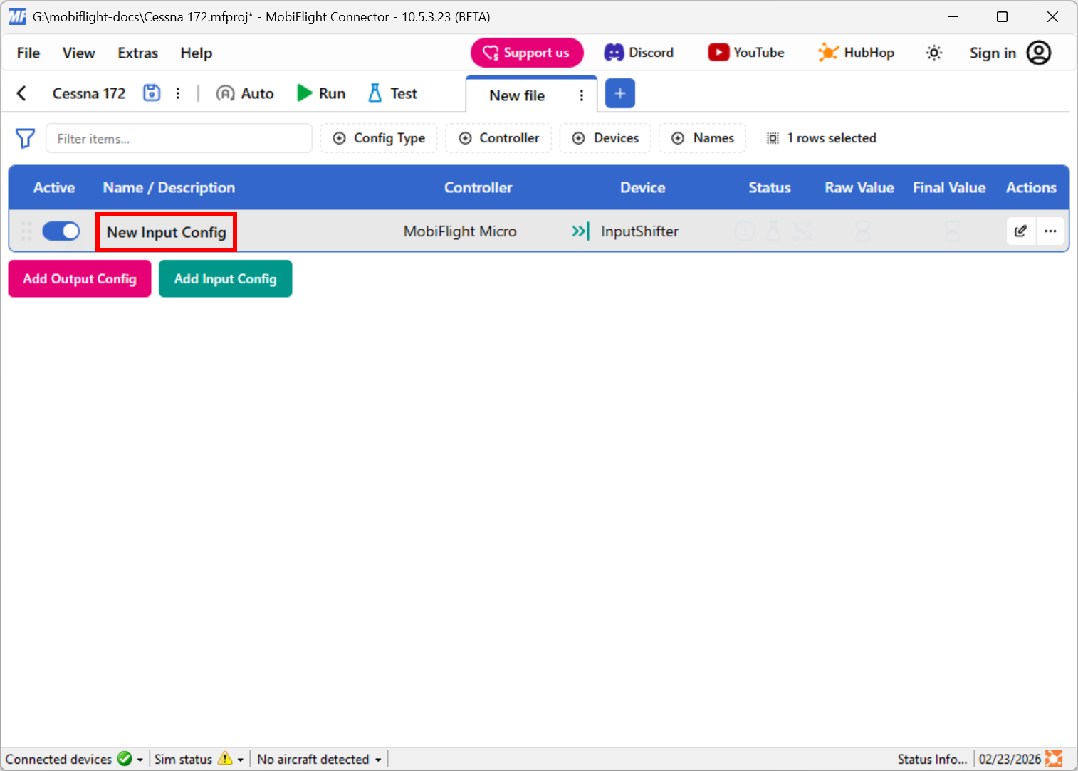 Screenshot of the main window with the Parking brake row text highlighted.