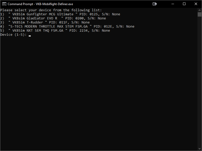 Device list in definer tool.